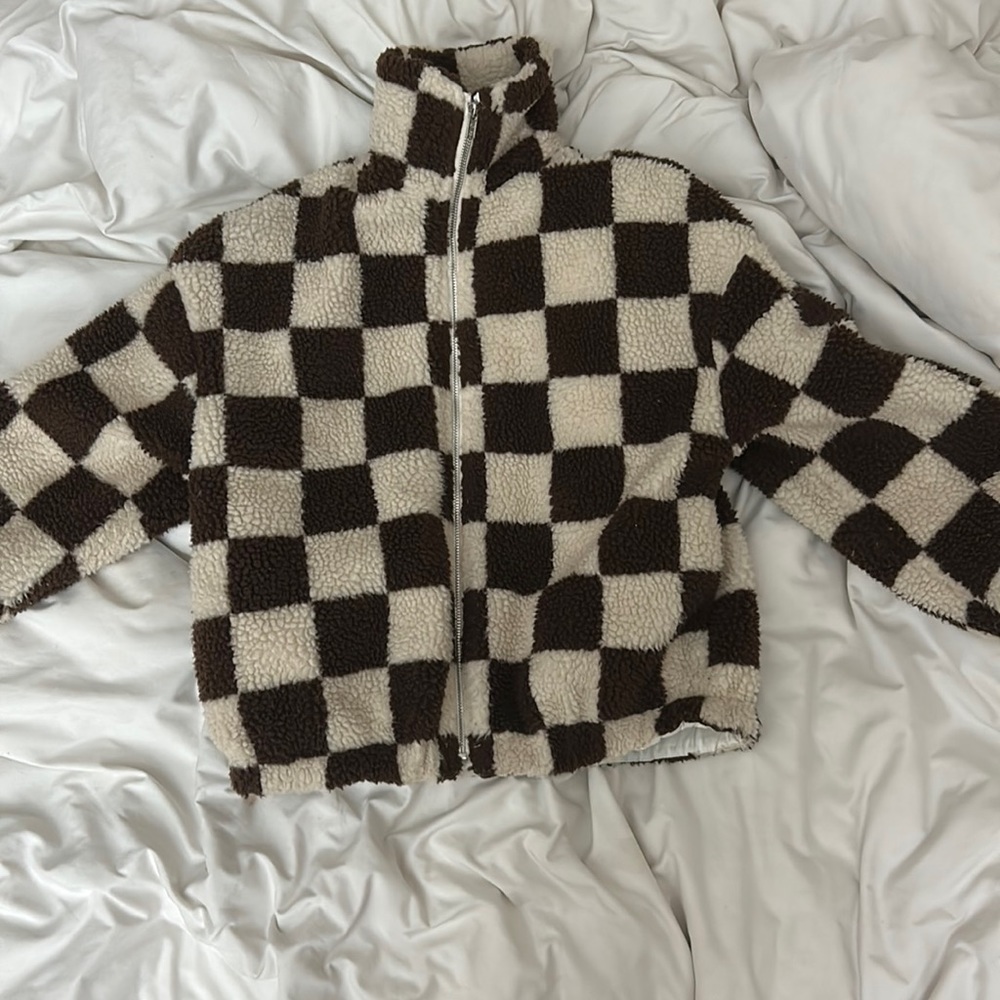 Checkered zip up jacket